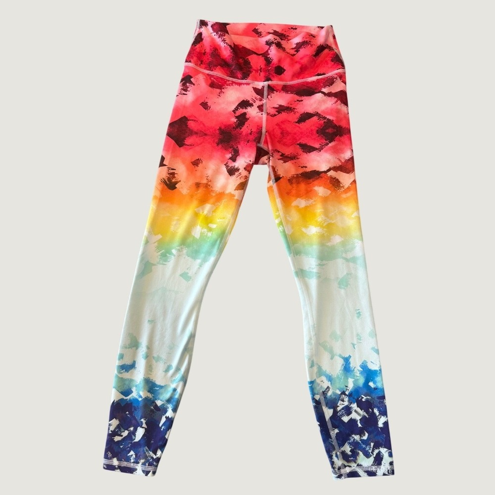 Fabletics High Waisted Leggings S Rainbow Ombre Mountain Print
